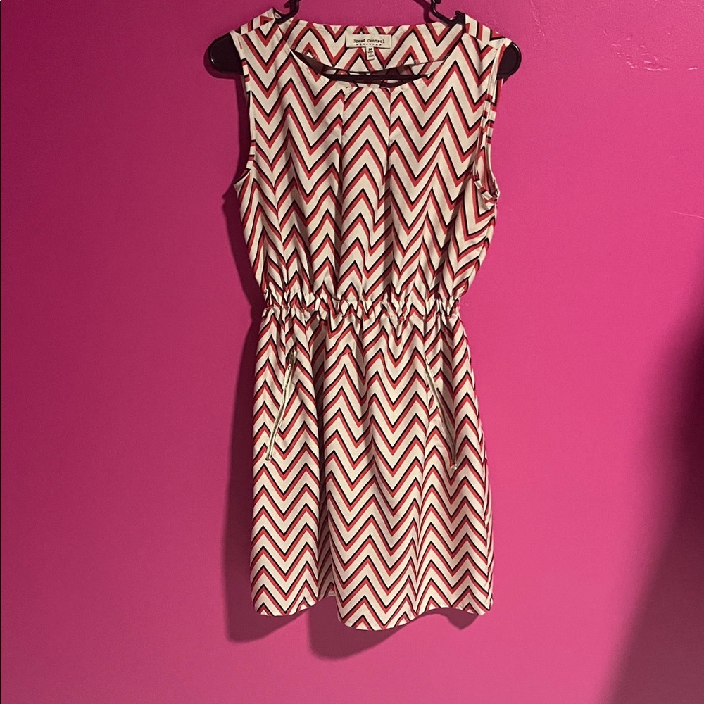 Speed Control red and White Chevron Mini Dress